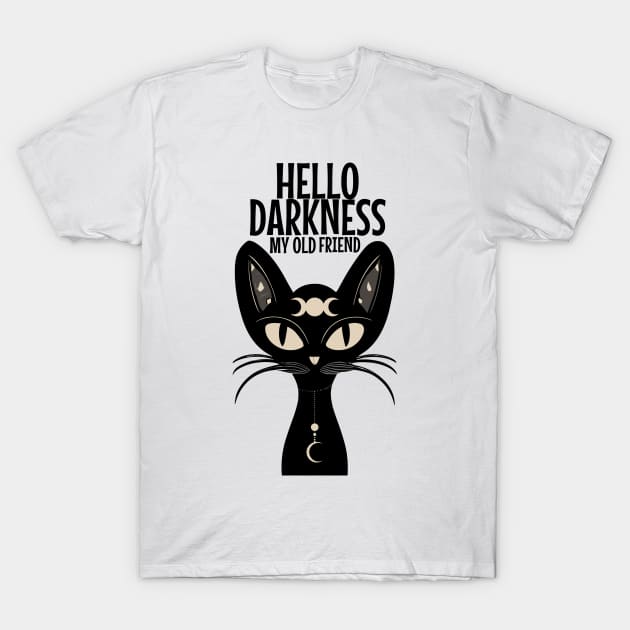 Demon Cat - Hello Darkness My Old Friend T-Shirt by fantastico.studio